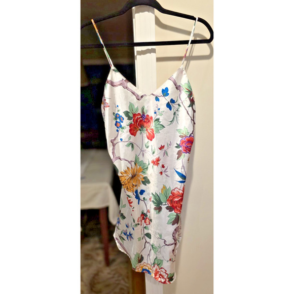 Natori White Floral Satin Robe & Slip Dress Set Women’s Small 2-Piece Lounge - Picture 4 of 11